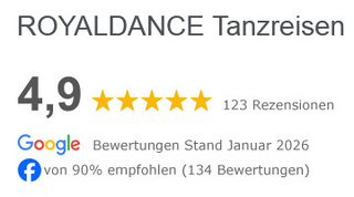 Bewertungen in Google und facebook für ROYALDANCE Tanzreisen