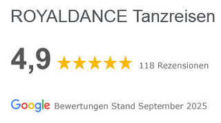 Bewertungen in Google für ROYALDANCE Tanzreisen