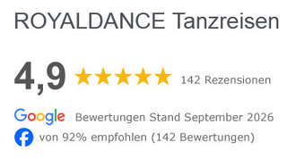 Bewertungen in Google und facebook für ROYALDANCE Tanzreisen