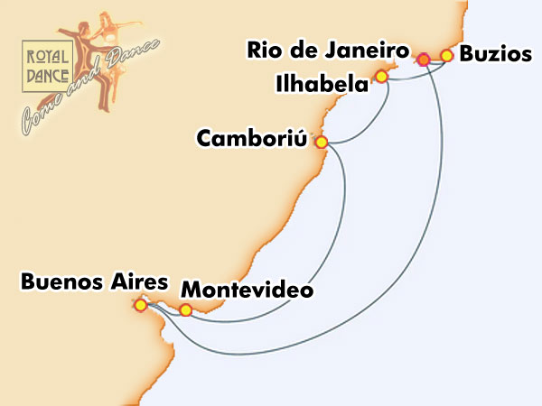 Route der Tanzreise Südamerika
